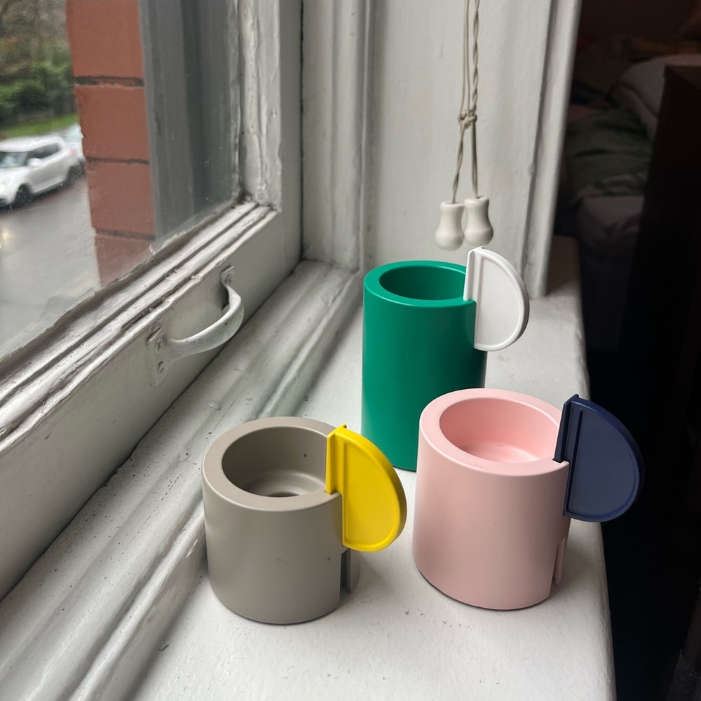 IKEA Colorful Eclectic Candle Holders - Green, Pink, Gray
